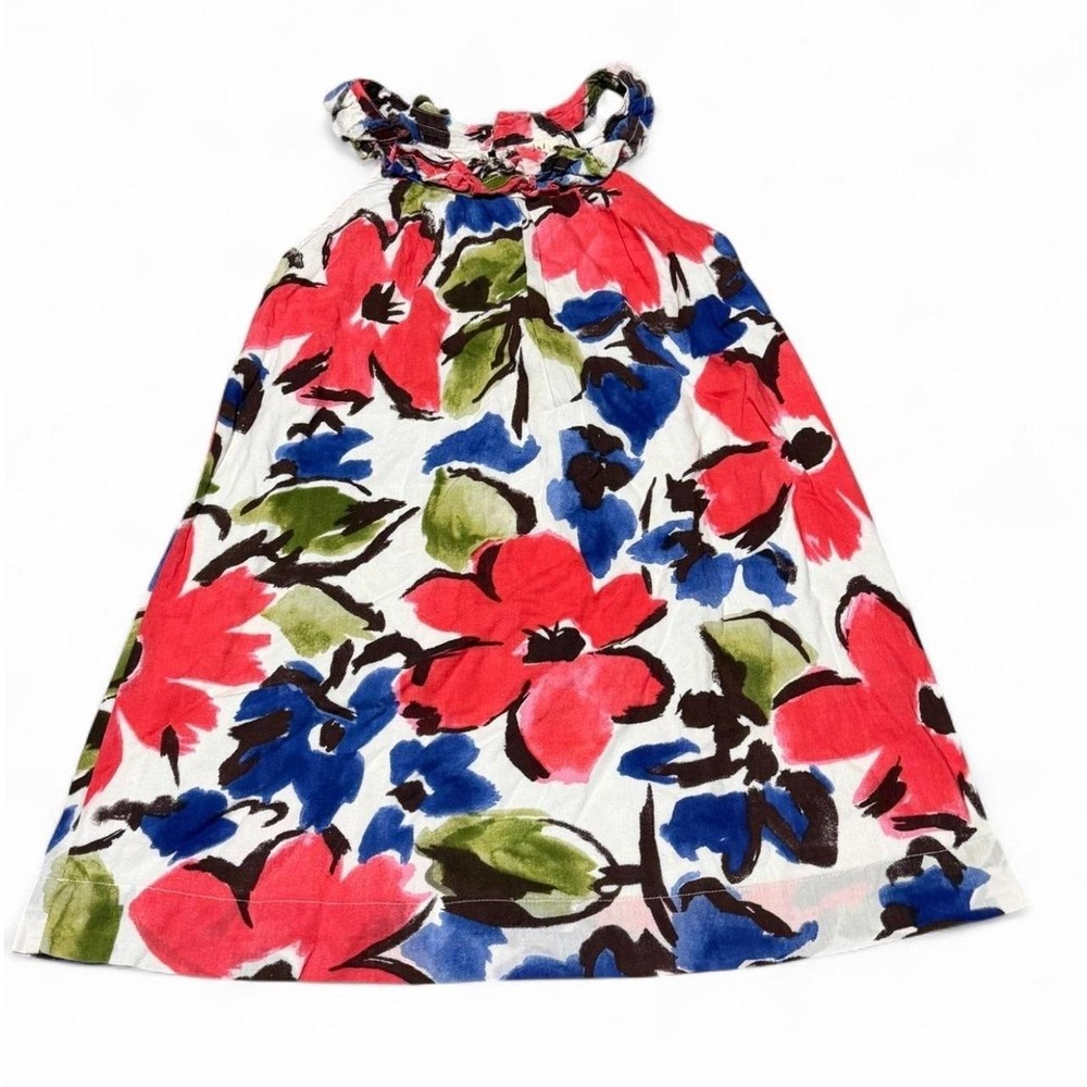 Mini Boden Girls 5-6Y Floral Halter Dress Cotton Pink Blue Green Summer